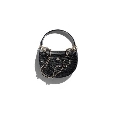 CHANEL CLUTCH WITH CHAIN MESH, SHINY LAMBSKIN & GOLD-TONE METAL BLACK AP4573 (22*15*6cm)